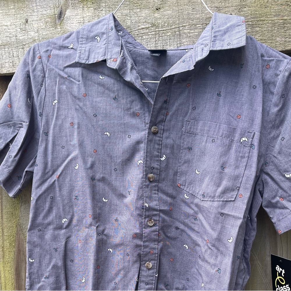 Button up shirt with gaming controllers